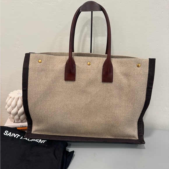 Saint Laurent Rive Gauche Beige and Brown Tote - Picture 2 of 6